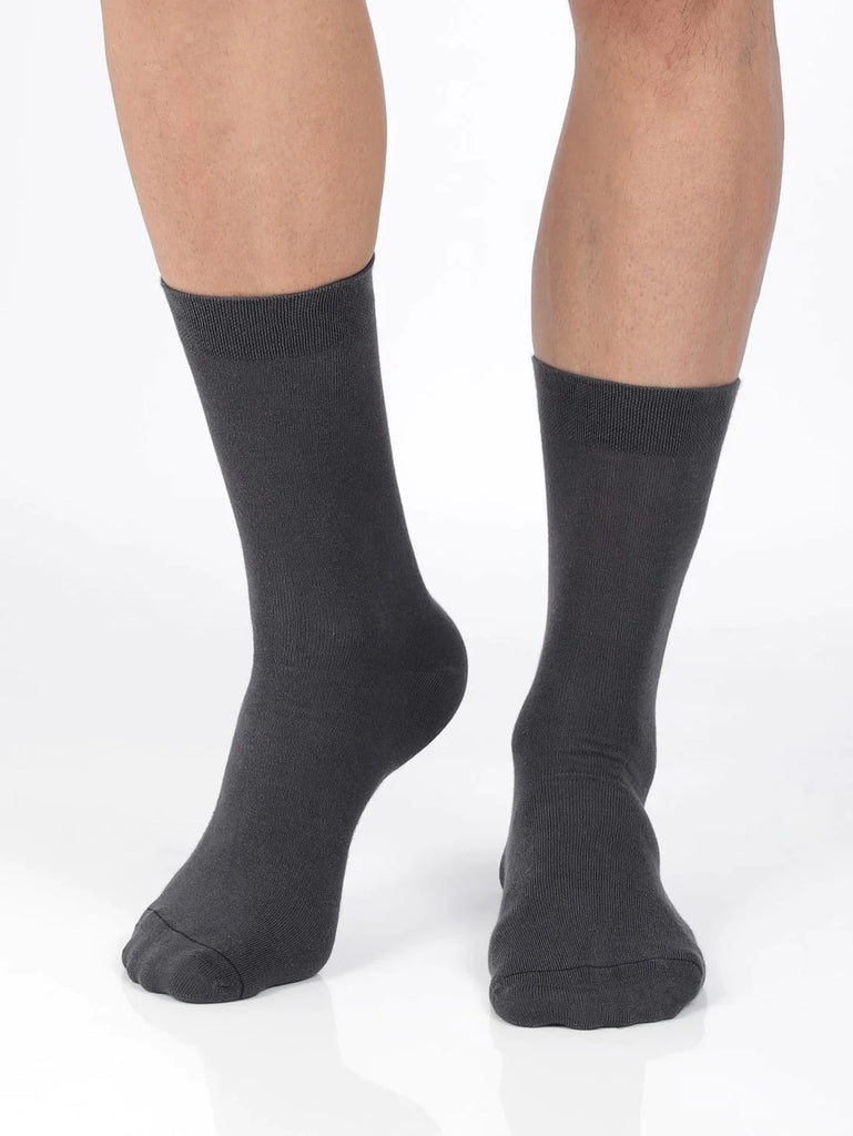 Gunmetal Jockey Men's Modal Cotton Stretch Crew Length Socks with Stay Fresh Treatment