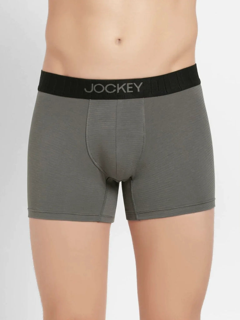 Gunmetal Jockey Supima Cotton Elastane Stretch Solid Trunk Underwear For Men