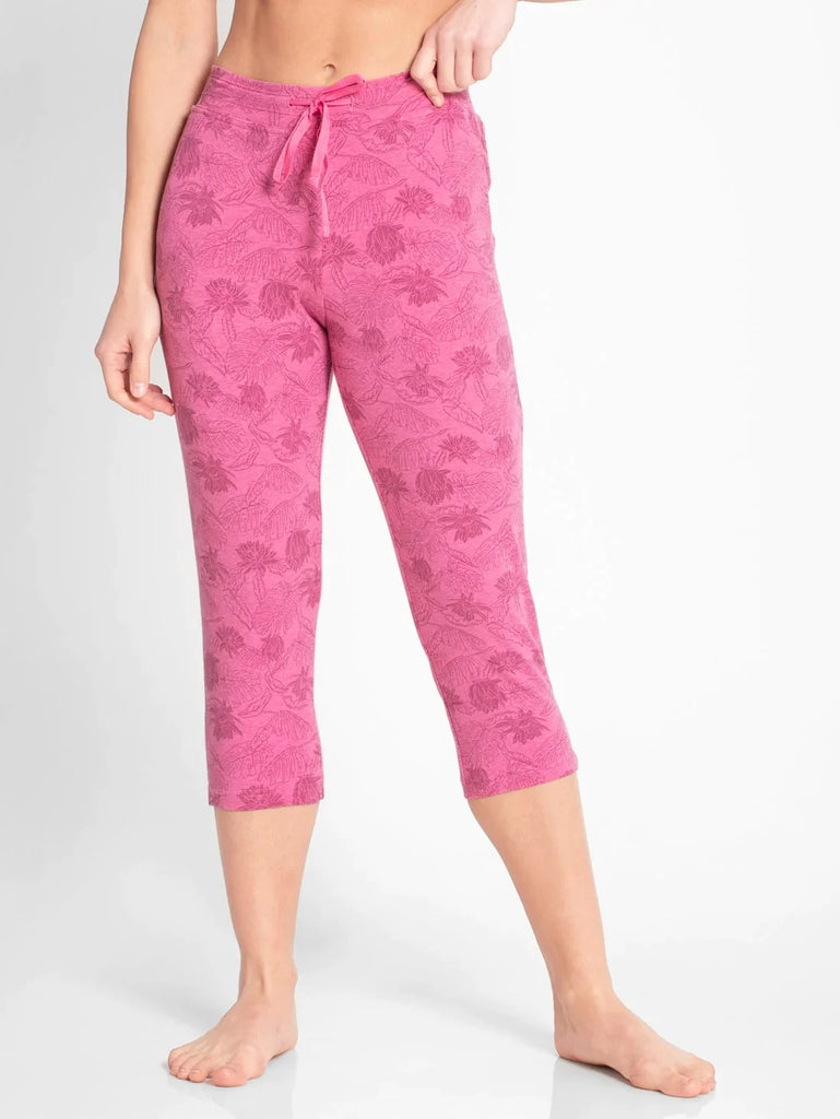 Ibis Rose Melange Printed JOCKEY Women's Slim Fit Capri.