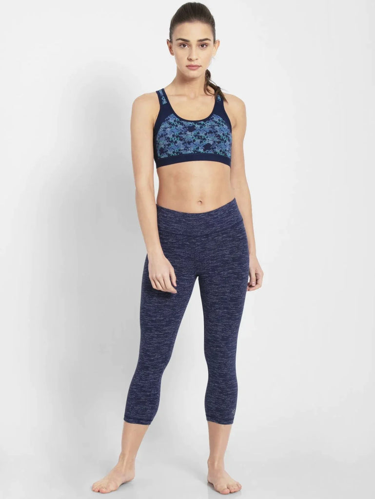 Imperial Blue Assorted Prints JOCKEY Women's Wirefree Padded Racer Back Styling Active Bra.