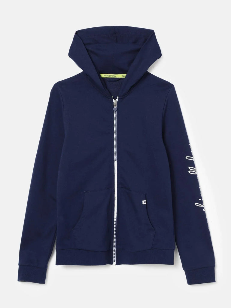 Imperial Blue Jockey Full Sleeve Hoodie Jacket for Girls