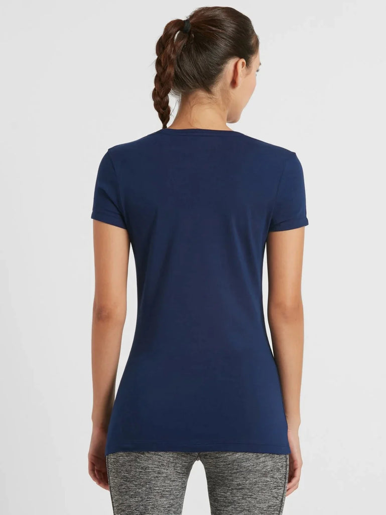 Imperial Blue JOCKEY Women's Regular Fit Solid Round Neck Half Sleeve T-Shirt