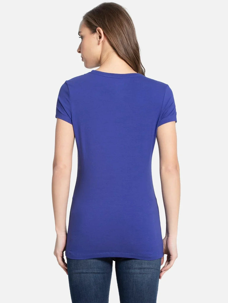 Indigo Crush JOCKEY Women's Regular Fit Round Neck Half Sleeve T-Shirt