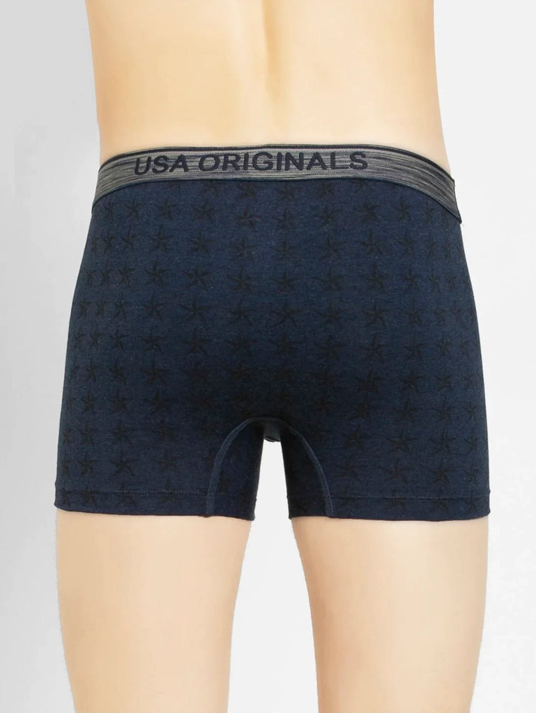 Ink Blue Melange Printed Jockey Trunk Underwear For Men