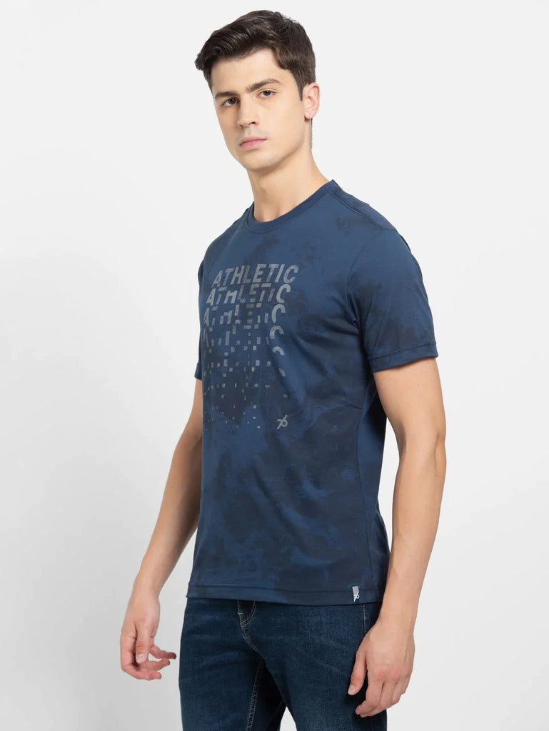 Insigna Blue Print JOCKEY Men's Printed Round Neck Half Sleeve T-Shirt