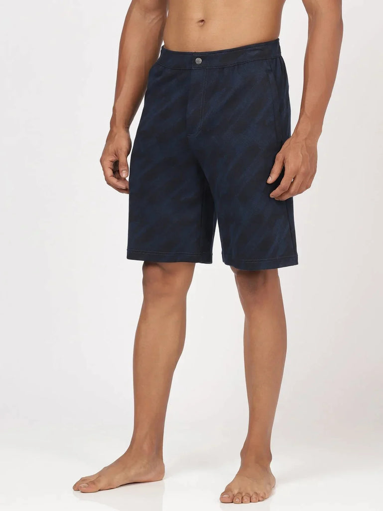 Insignia Blue Printed JOCKEY Men's Straight Fit Printed Shorts