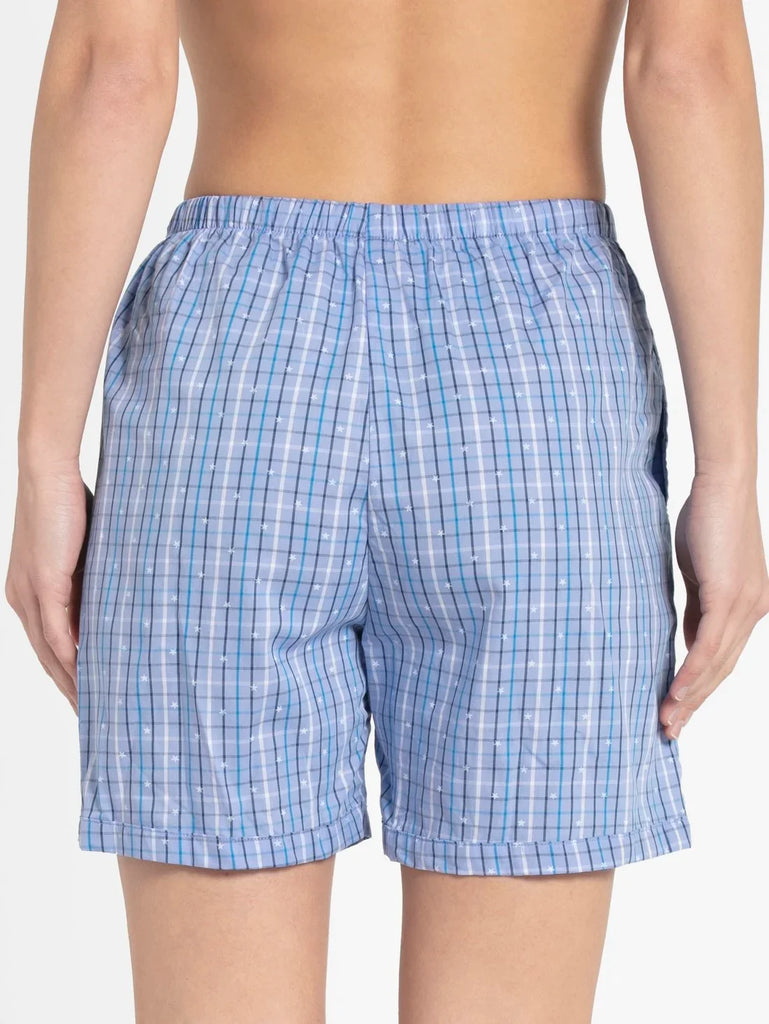 Iris Blue Assorted Checks JOCKEY Women's Relaxed Fit Checkered Shorts