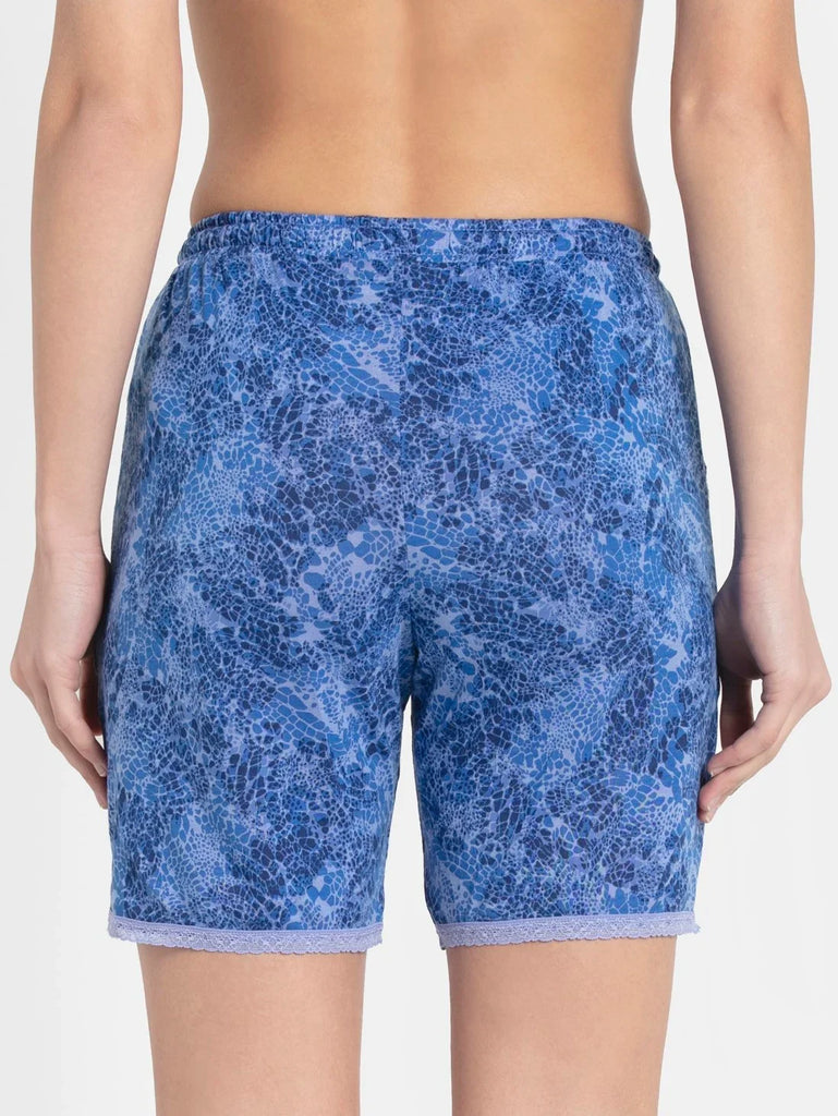 Iris Blue JOCKEY Women's Micro Modal Cotton Relaxed Fit Printed Shorts