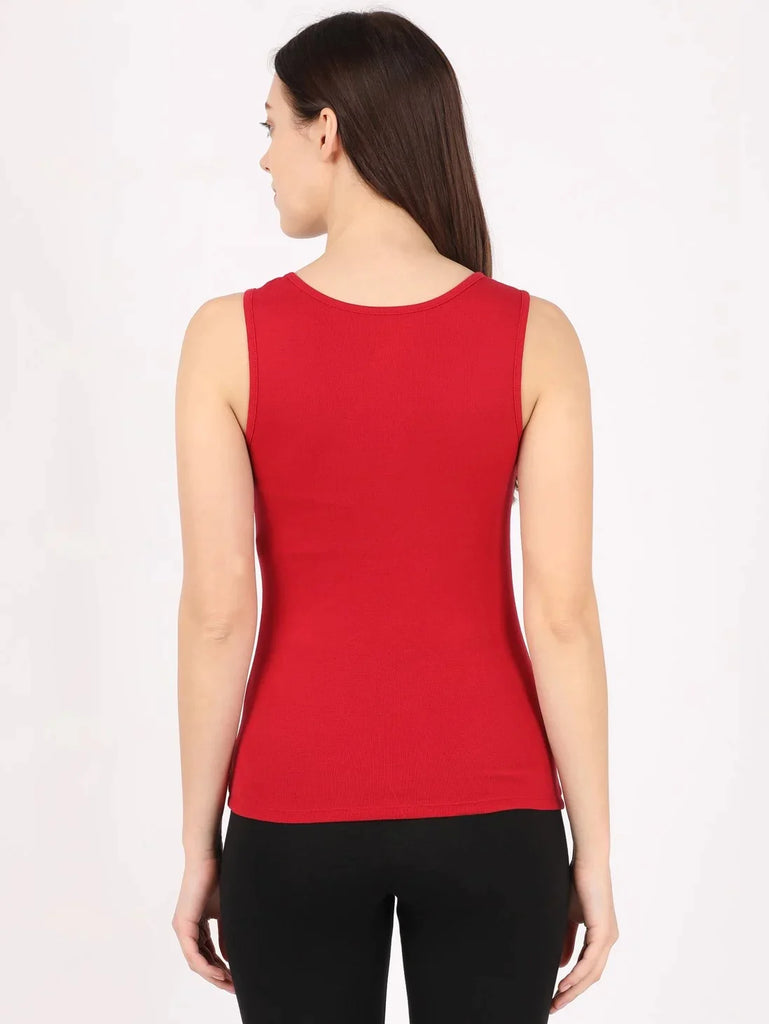 Jester Red JOCKEY Women's Slim Fit Solid Tank Top