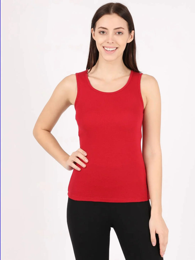 Jester Red JOCKEY Women's Slim Fit Solid Tank Top