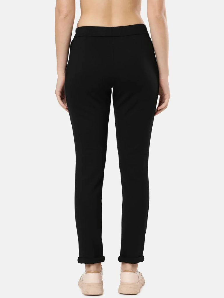 Jet Black Slim Fit JOCKEY Women's Trackpants