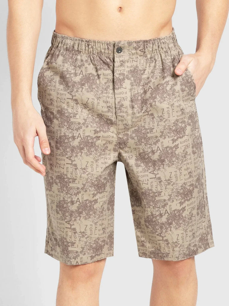 Khaki Printed JOCKEY Men's Regular Fit Printed Bermuda