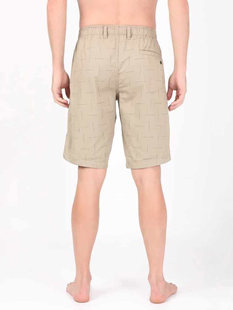 Khaki JOCKEY Men's Super Combed Cotton Straight Fit Printed Shorts