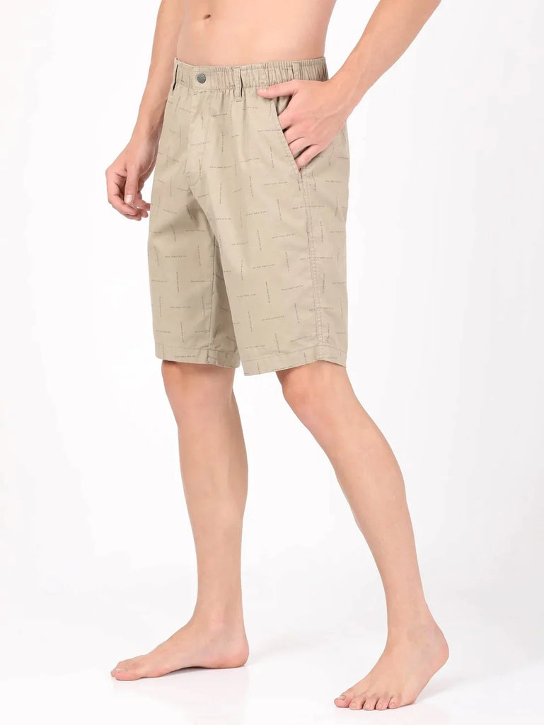 Khaki JOCKEY Men's Super Combed Cotton Straight Fit Printed Shorts