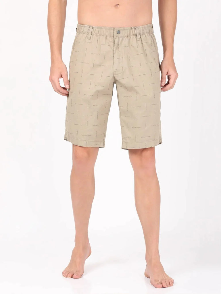 Khaki JOCKEY Men's Super Combed Cotton Straight Fit Printed Shorts