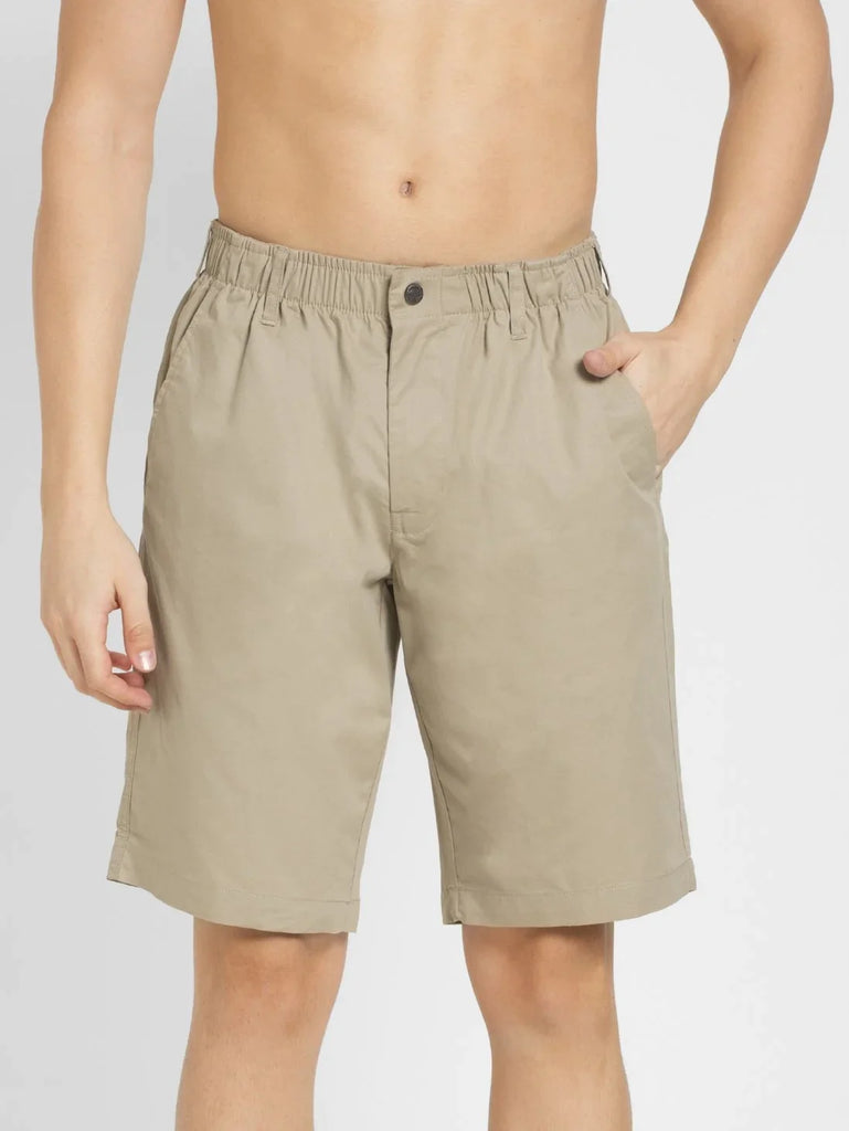 Khaki JOCKEY Men's Straight Fit Solid Shorts