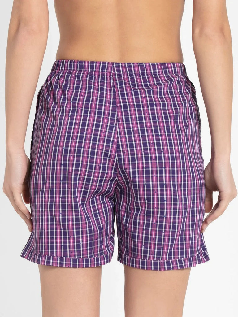 Lavender Scent Assorted Checks JOCKEY Women's Relaxed Fit Checkered Shorts