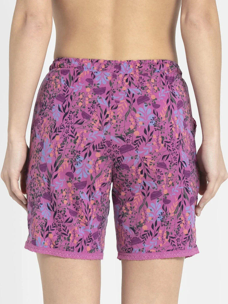 Lavender Scent JOCKEY Women's Micro Modal Cotton Relaxed Fit Printed Shorts