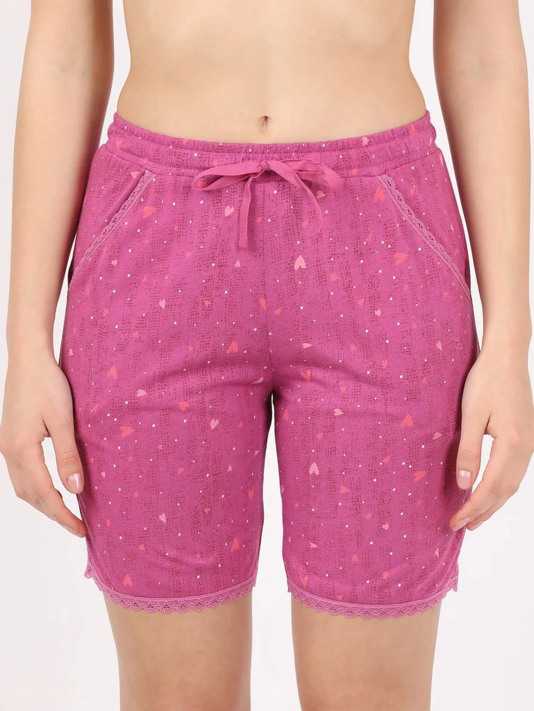 Lavender Scent JOCKEY Women's Micro Modal Cotton Relaxed Fit Printed Shorts