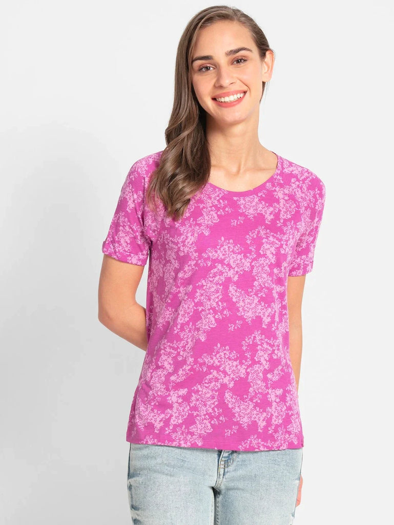 Lavender Scent JOKCEY Women's Round Neck Half Sleeve T-Shirt 