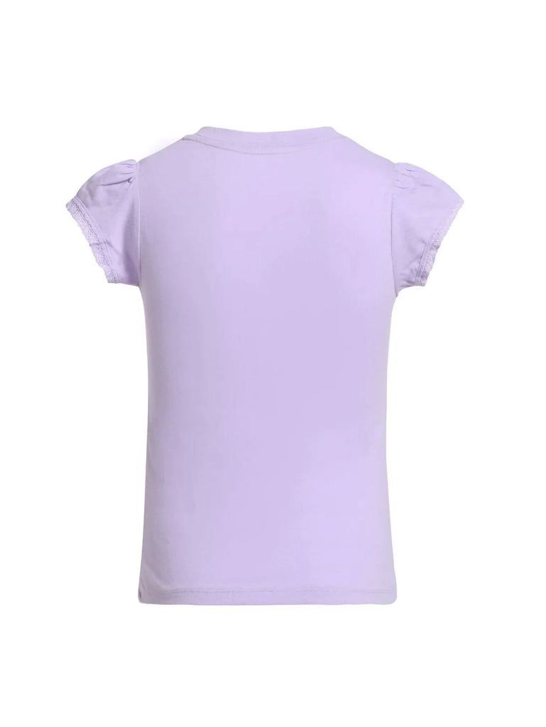 Lavender JOCKEY Girl's Sleeve T-Shirt with Lace Trims On Sleeve