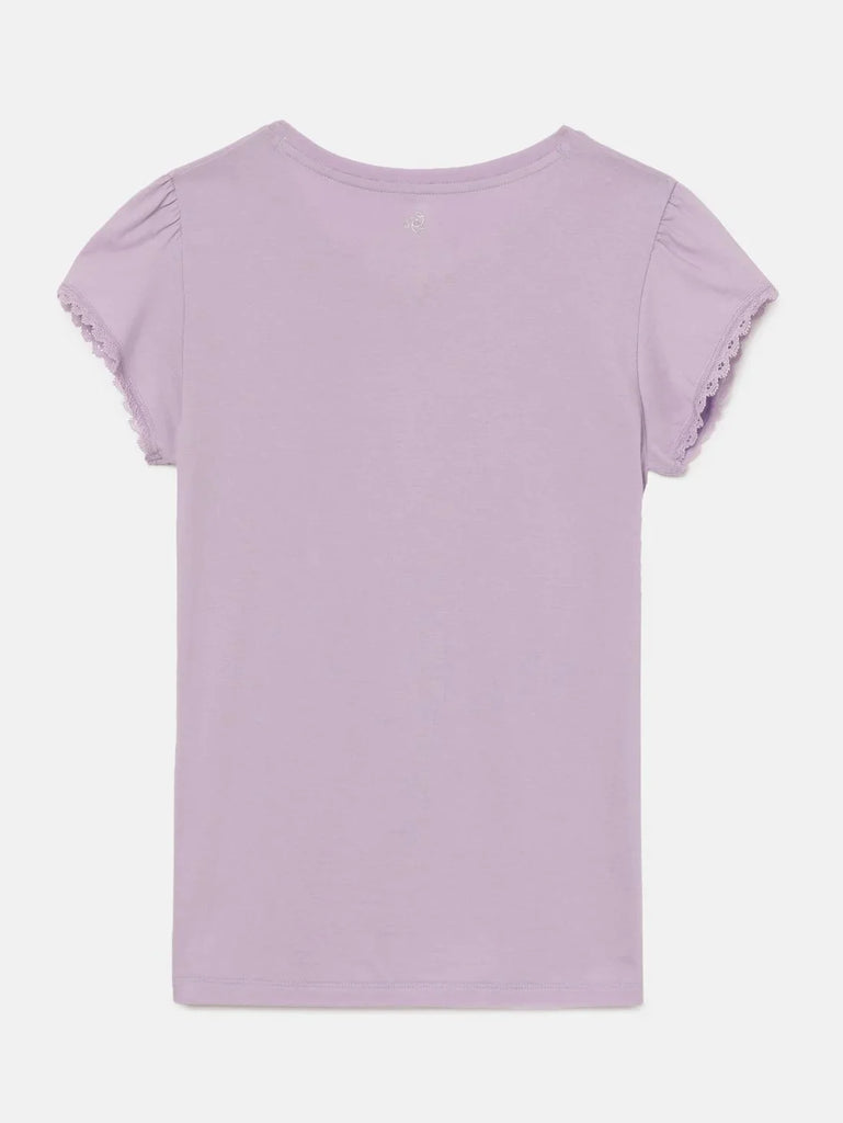 Lavendula JOCKEY Girl's Sleeve T-Shirt with Lace Trims On Sleeve