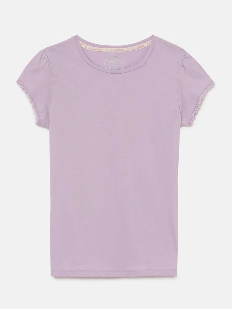 Lavendula JOCKEY Girl's Sleeve T-Shirt with Lace Trims On Sleeve