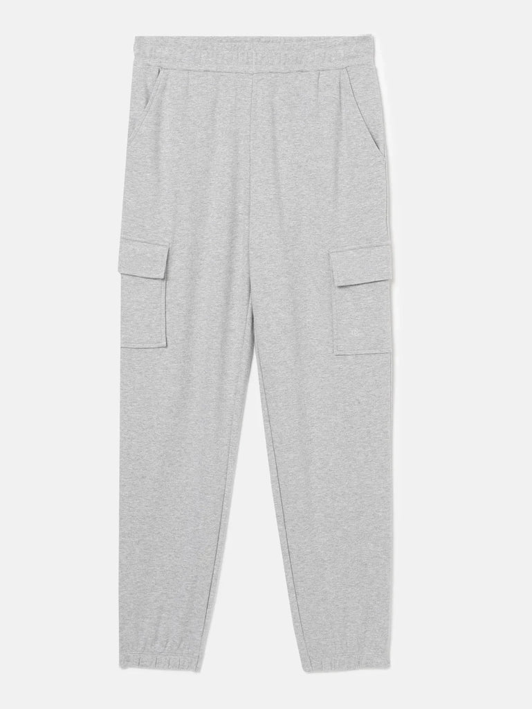 Light Grey Melange Jockey Cargo Pants for Girls with Concealed Waistband