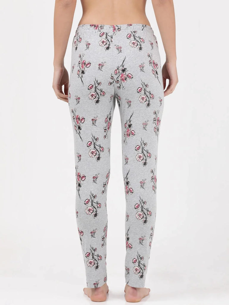 Light Grey Melange JOCKEY Women's Relaxed Fit Printed Pyjama.