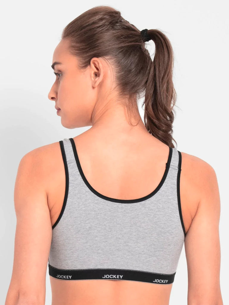 Light Grey Melange JOCKEY Women's Wirefree Non Padded Slip-On Active Bra.