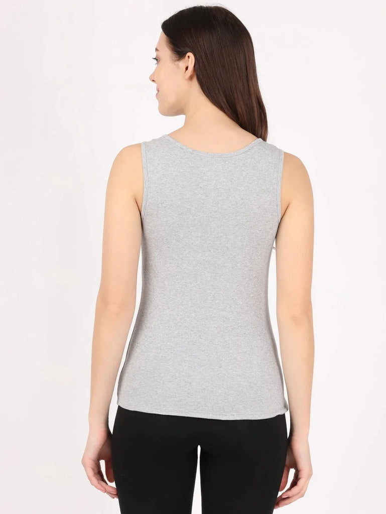 Light Grey Melange JOCKEY Women's Slim Fit Solid Tank Top