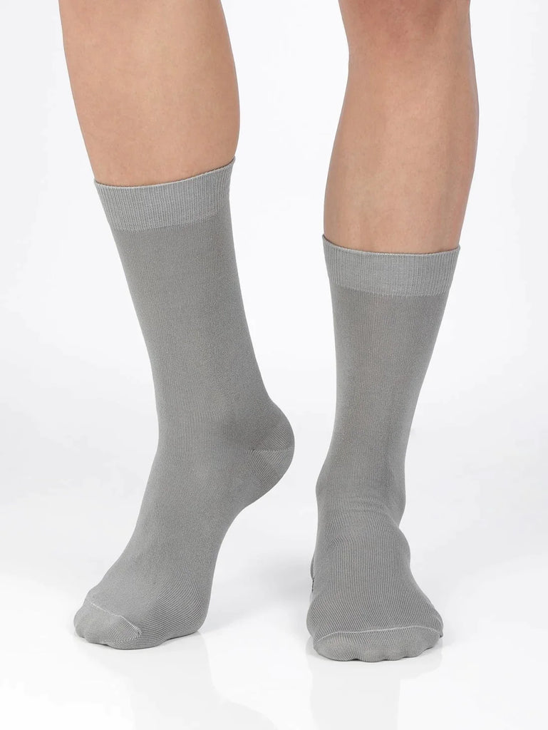 Light Grey Jockey Men's Mercerized Cotton Stretch Crew Length Socks with Stay Fresh Treatment