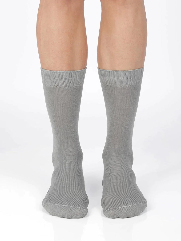 Light Grey Jockey Men's Mercerized Cotton Stretch Crew Length Socks with Stay Fresh Treatment