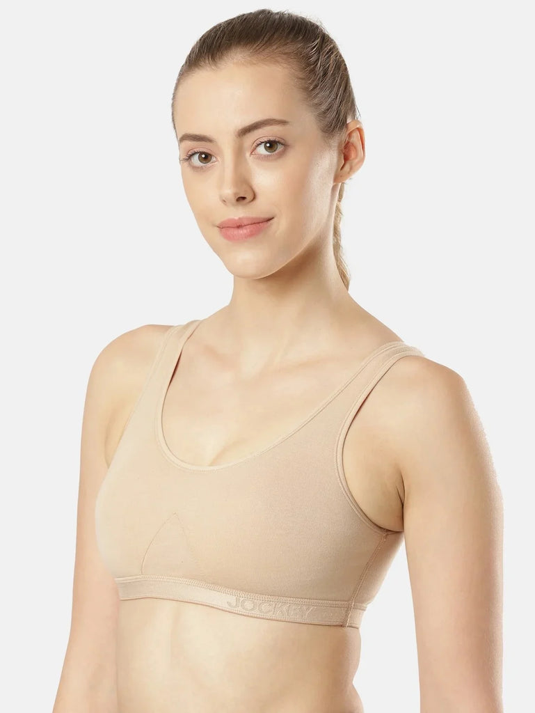 Light Skin JOCKEY Women's Wirefree Non Padded Slip-On Active Bra.