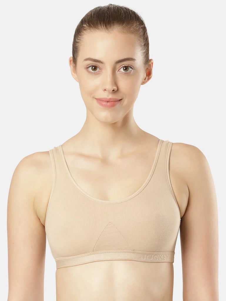 Light Skin JOCKEY Women's Wirefree Non Padded Slip-On Active Bra.