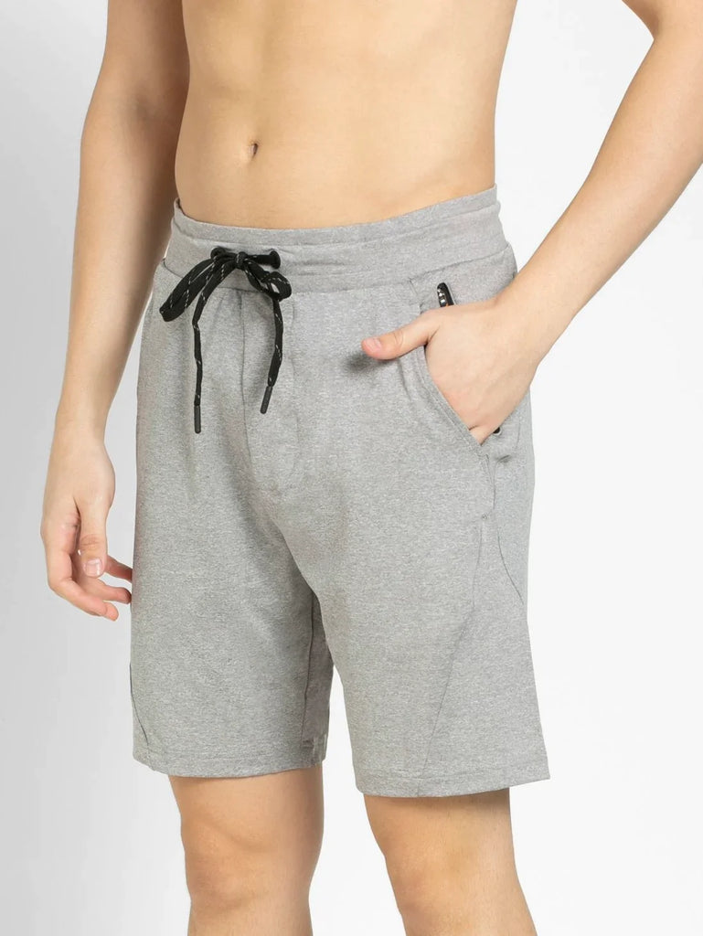 Light Steel Grey JOCKEY Men's Microfiber Straight Fit Solid Shorts