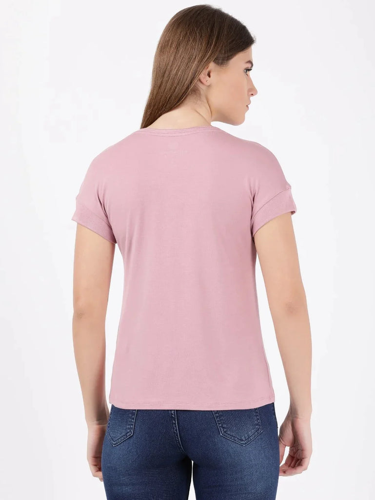 Lilas JOCKEY Women's Relaxed Fit Round Neck Half Sleeve T-Shirt