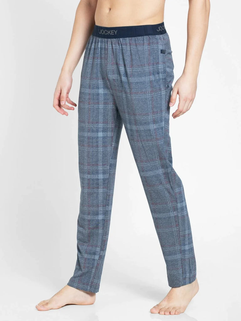 Mid Blue Des1 Jockey Men's Tencel Micro Modal Cotton Regular Fit Checkered Pyjama