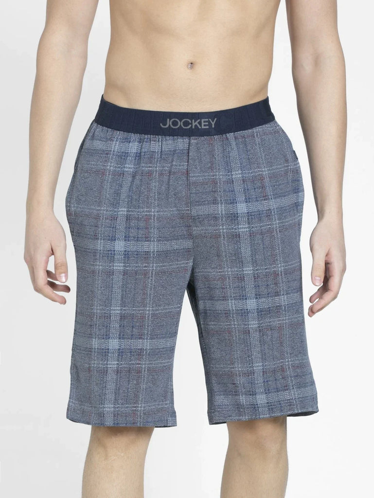 Mid Blue Print1 JOCKEY Men's Regular Fit Checkered Sleep Shorts