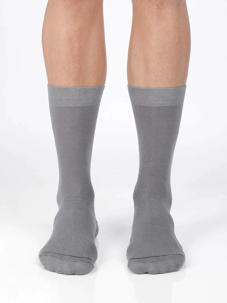 Mid Grey Jockey Men's Modal Cotton Stretch Crew Length Socks with Stay Fresh Treatment