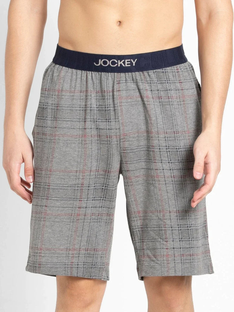 Mid Grey Melange & Ash Grey JOCKEY Men's Regular Fit Checkered Sleep Shorts