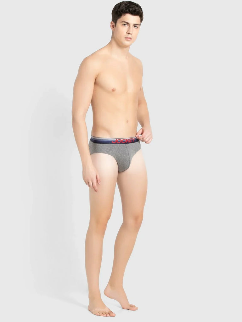 Mid Grey Melange Solid Jockey Brief Underwear Men