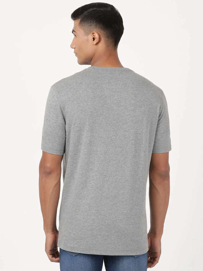 Mid Grey Melange JOCKEY Men's Printed Round Neck Half Sleeve T-Shirt 