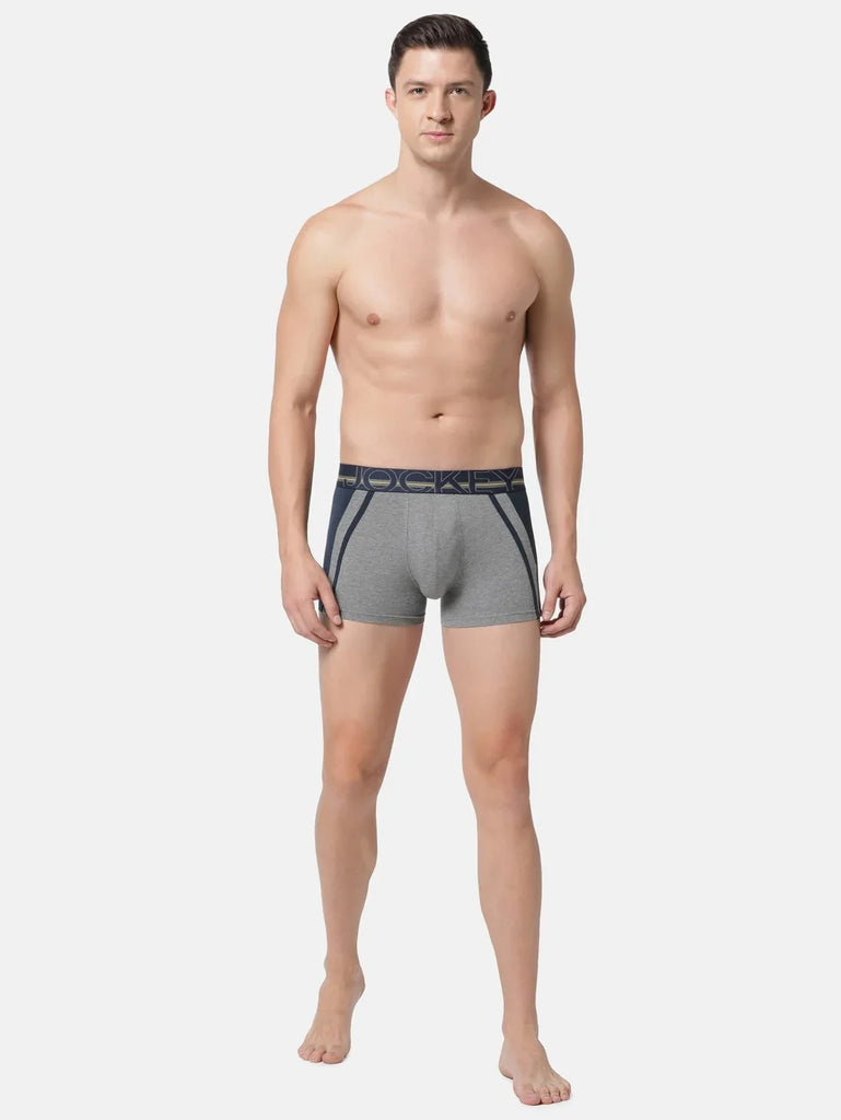 Mid Grey Melange Jockey Elastane Stretch Solid Trunk Underwear For Men