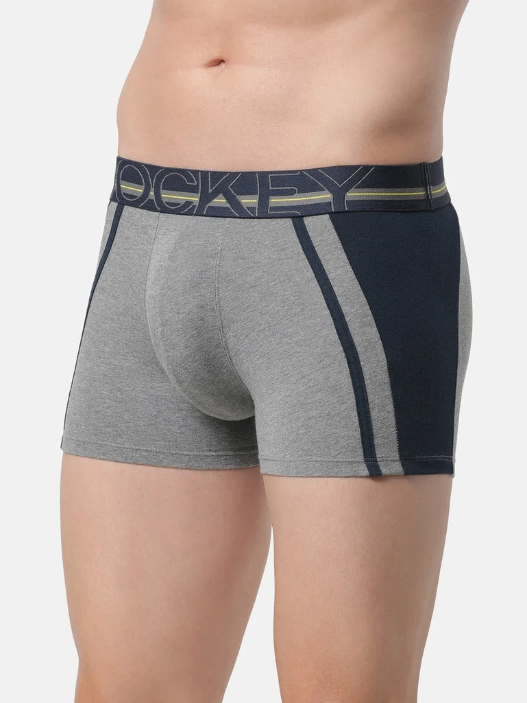 Mid Grey Melange Jockey Elastane Stretch Solid Trunk Underwear For Men