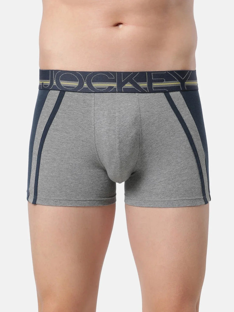 Mid Grey Melange Jockey Elastane Stretch Solid Trunk Underwear For Men