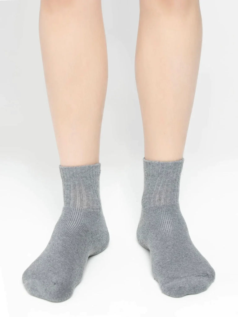 Mid Grey Melange Jockey Men's Compact Cotton Terry Ankle Length Socks With Stay Fresh Treatment