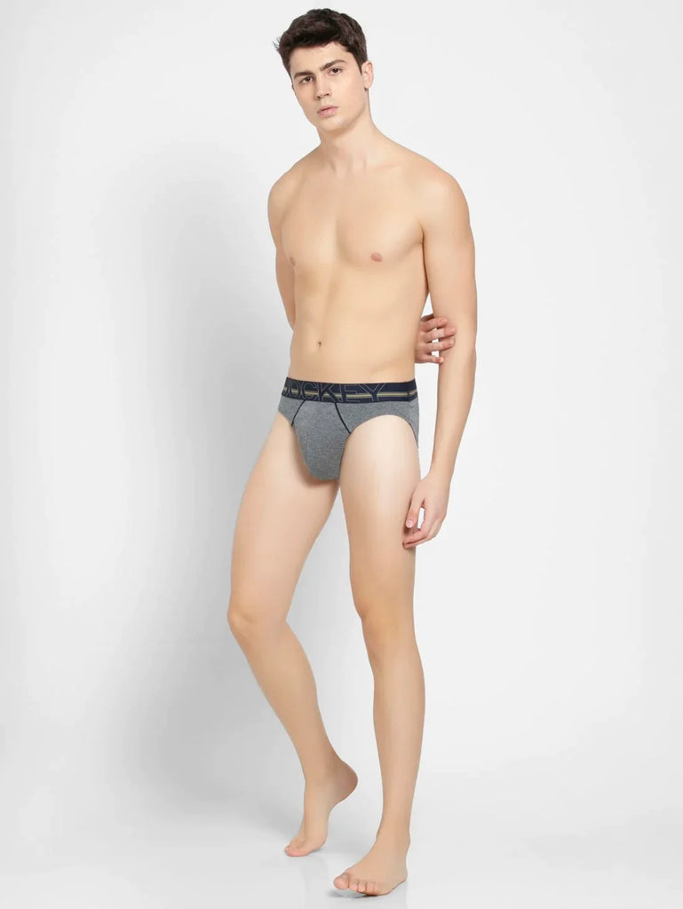 Mid Grey Melange Jockey Solid Brief Underwear Men