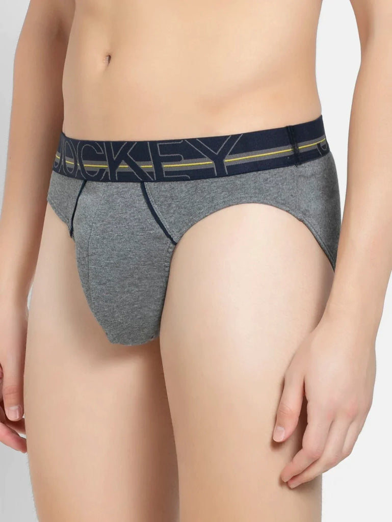 Mid Grey Melange Jockey Solid Brief Underwear Men