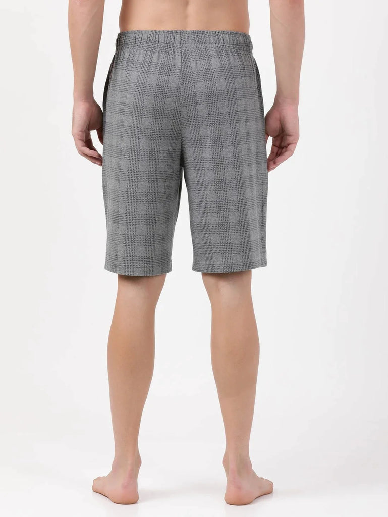 Mid Grey Melange JOCKEY Men's Super Combed Cotton Regular Fit Checkered Shorts